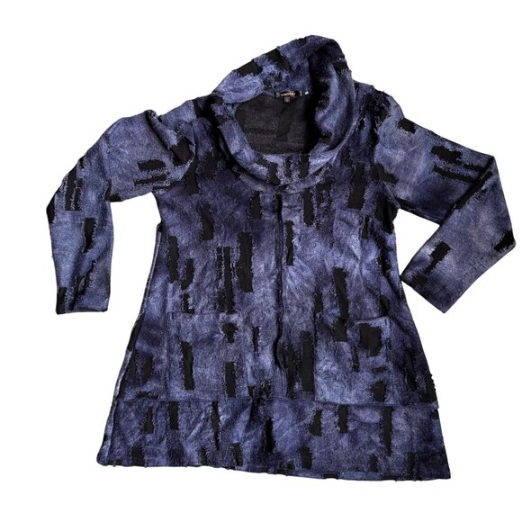 Radzoli Cowl Neck Textured Tunic Sweater Womens S Artsy Abstract Lagenlook Knit - Picture 1 of 7